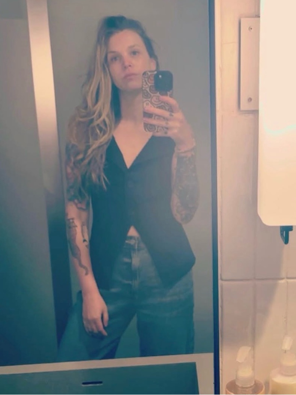 Black Button Front Top